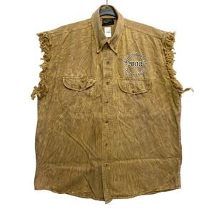 Sports Gallery Shirt Mens M Tan Biketoberfest 2008 Daytona Beach Button Down